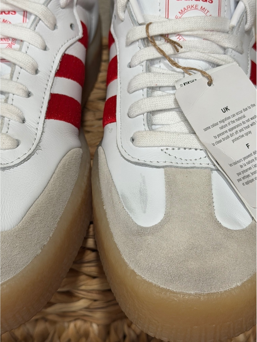 Size 9 - Adidas Women’s Sambae “White Scarlet Gum” - Picture 4 of 7